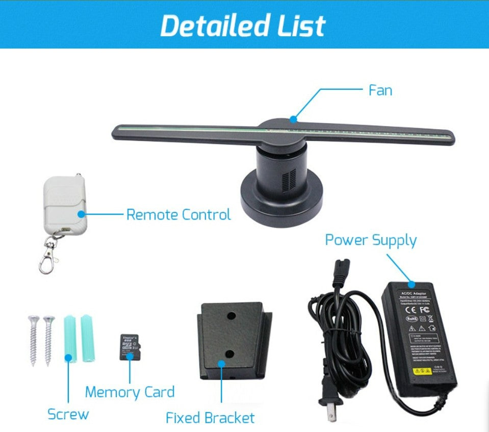 3D Hologram Advertising Display LED Fan Holographic Imaging 3D LED Fan Light.