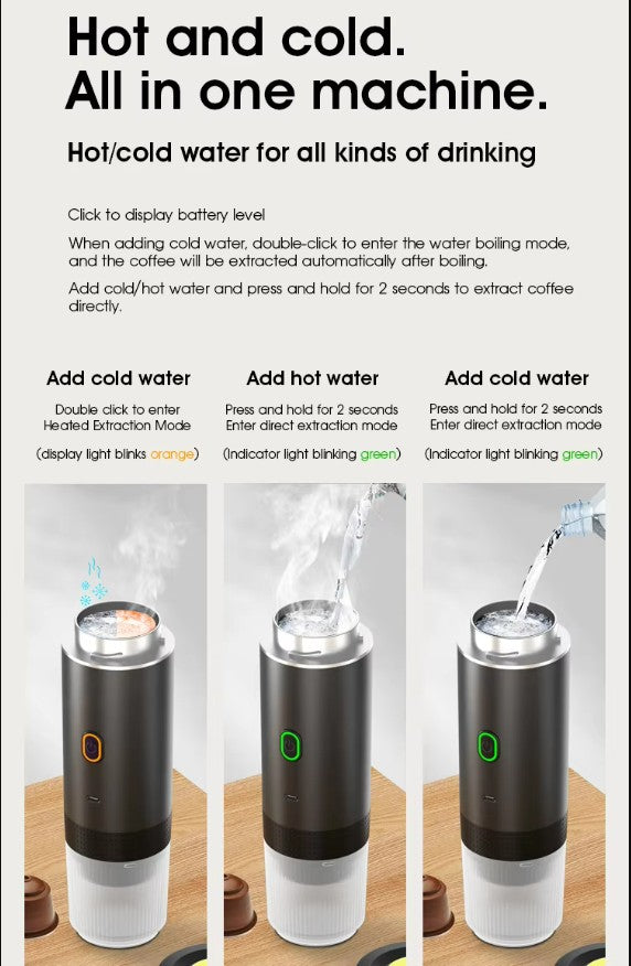 Portable Capsule Coffee Machine - Black.