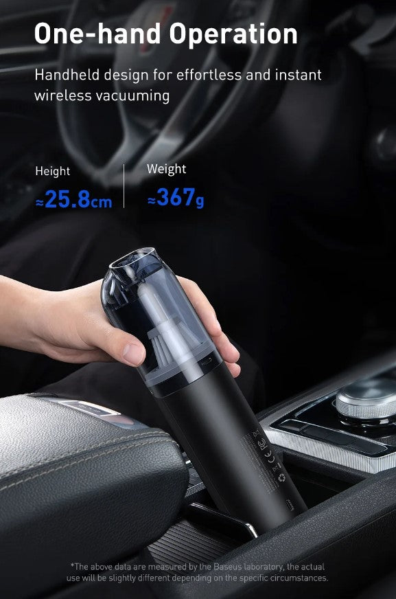 Baseus A1 Car Vacuum Cleaner 4000Pa Wireless Vacuum For Car Home Cleaning - Black.