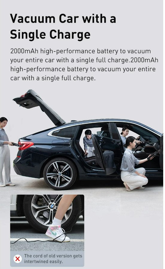 Baseus A1 Car Vacuum Cleaner 4000Pa Wireless Vacuum For Car Home Cleaning - Black.