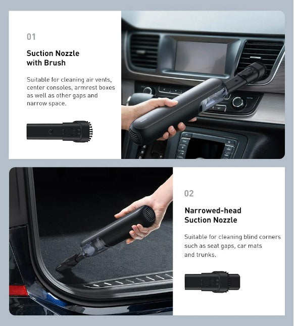 Baseus A1 Car Vacuum Cleaner 4000Pa Wireless Vacuum For Car Home Cleaning - Black.