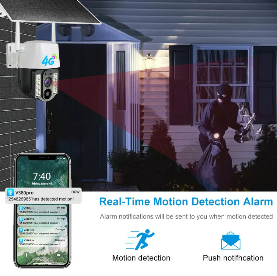 V380 New Arrival 3MP Wireless WiFi Security CCTV Camera Night Vision Sim Card Solar 4G Outdoor.
