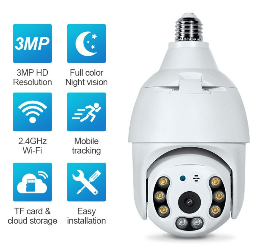 3mp Tuya Smart Wide Wifi Indoor Lamp Head Surveillance Camera.