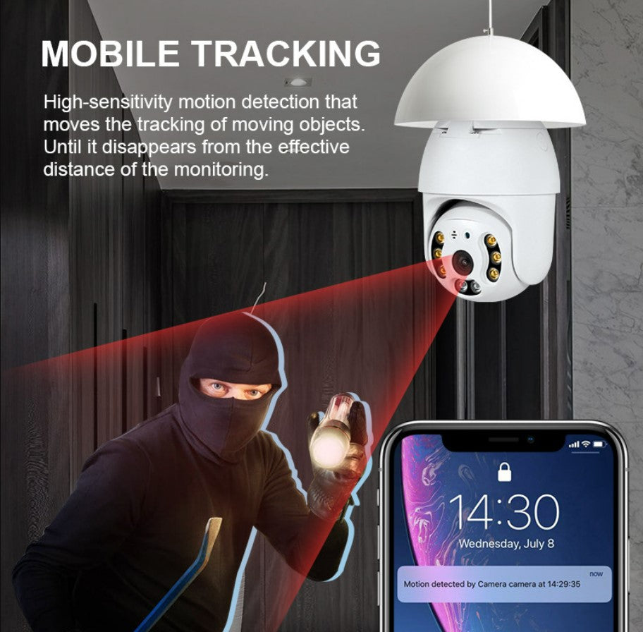 3mp Tuya Smart Wide Wifi Indoor Lamp Head Surveillance Camera.