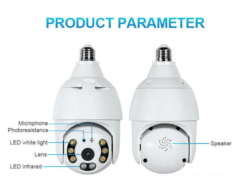3mp Tuya Smart Wide Wifi Indoor Lamp Head Surveillance Camera.
