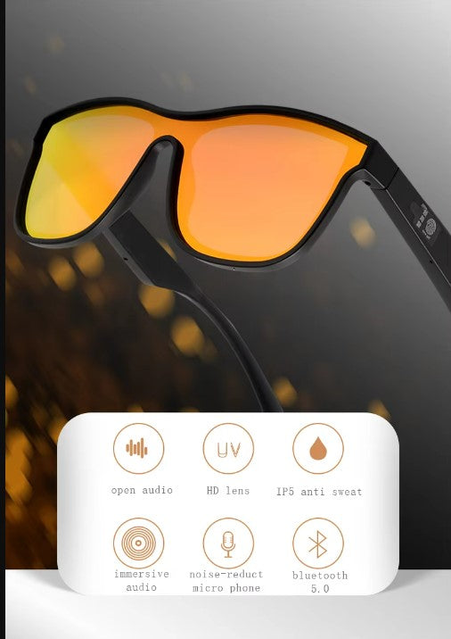 Smart Glasses - Semi-Open Bluetooth Glasses, music, call, voice control sports Sunglasses - Black.