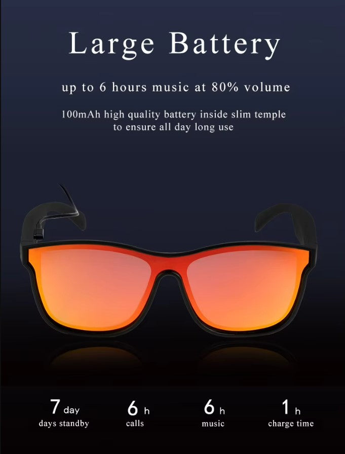 Smart Glasses - Semi-Open Bluetooth Glasses, music, call, voice control sports Sunglasses - Black.