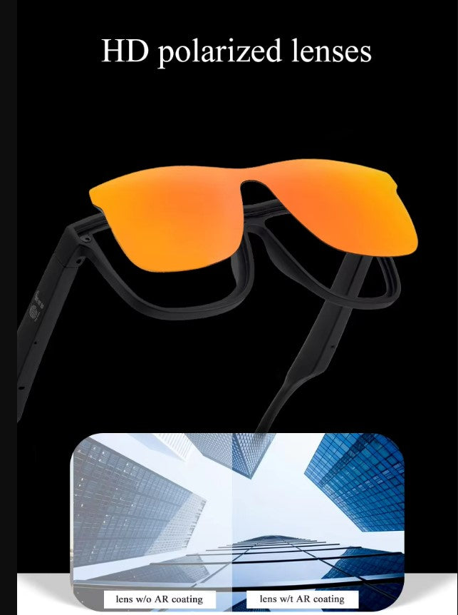 Smart Glasses - Semi-Open Bluetooth Glasses, music, call, voice control sports Sunglasses - Black.