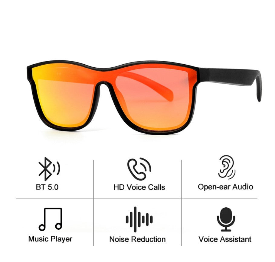 Smart Glasses - Semi-Open Bluetooth Glasses, music, call, voice control sports Sunglasses - Black.