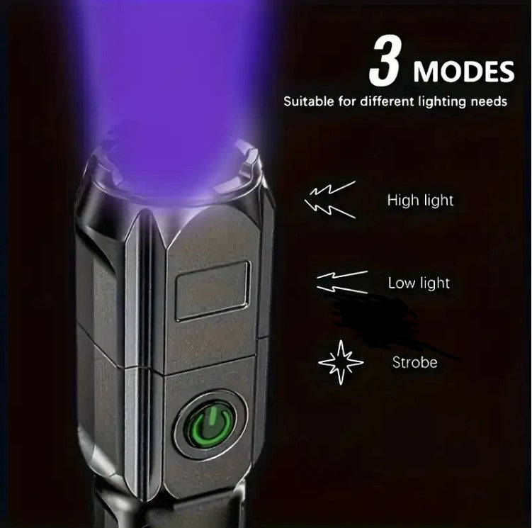 UV Flashlight UV395NM Rechargeable Torch 3 Modes.