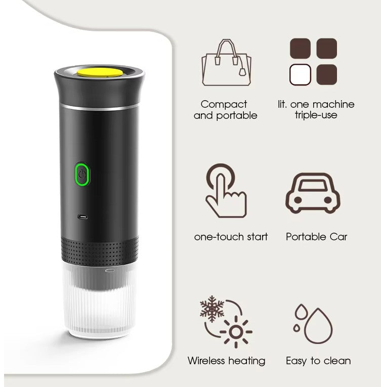 Portable Capsule Coffee Machine - Black.